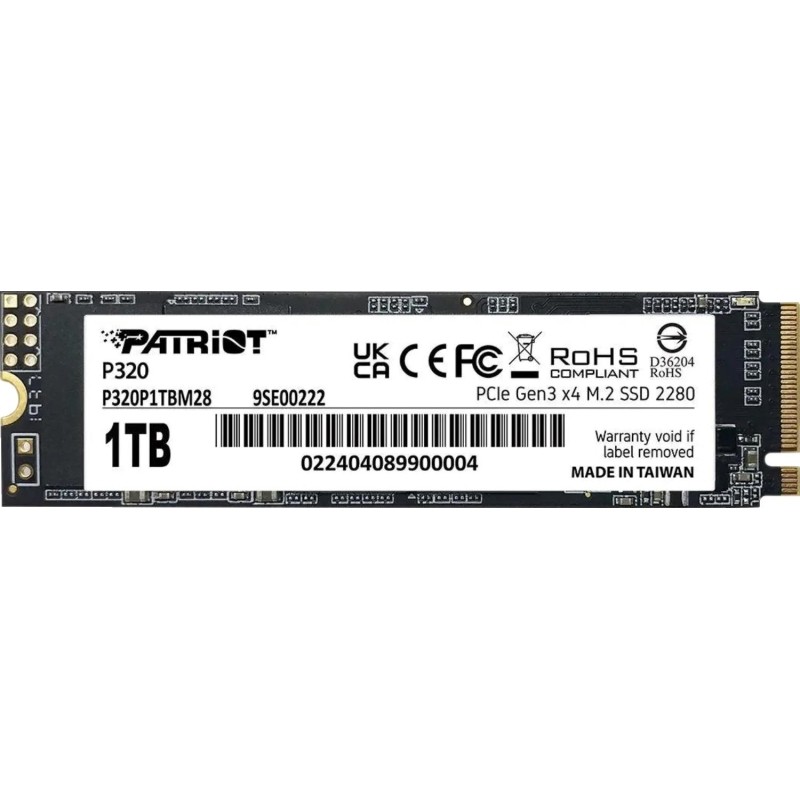 SSD накопитель Patriot P320 1TB M.2 2280 PCIe 3.0 x4(P320P1TBM28)