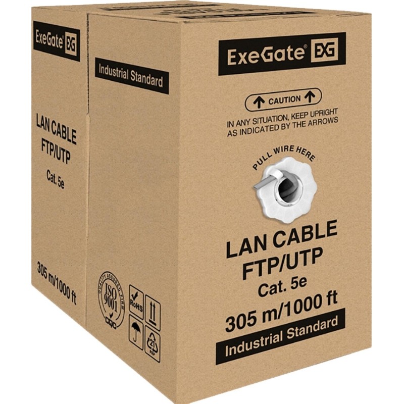 Кабель ExeGate FUTP4-C5e-CCA-S24-IN-PVC-GY-305 FTP, экран &lt;EX190970RUS