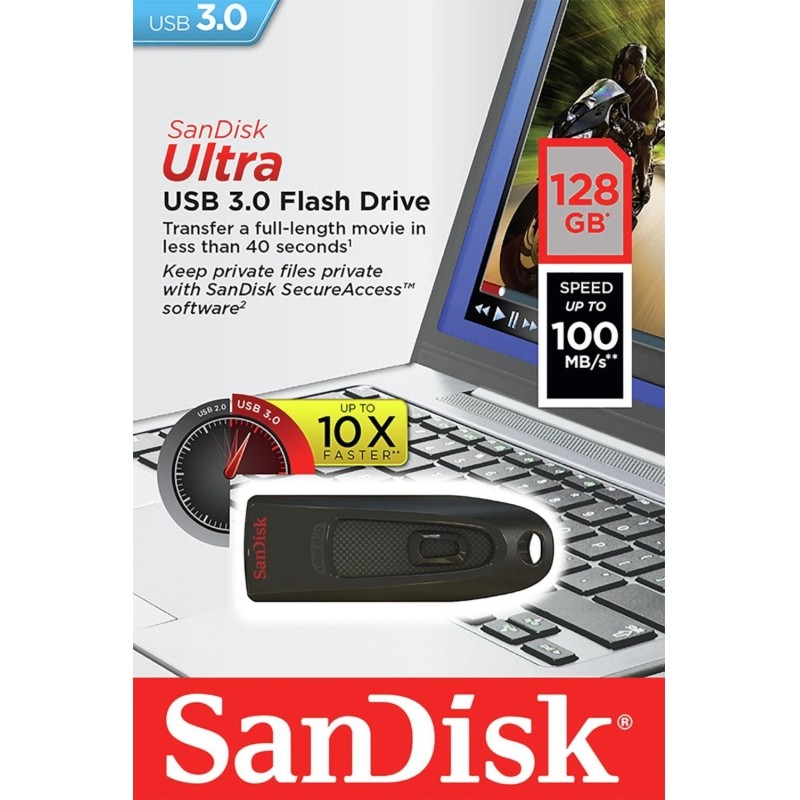 Флеш-память SanDisk Ultra, 128Gb, USB 3.0, чер, SDCZ48-128G-U46