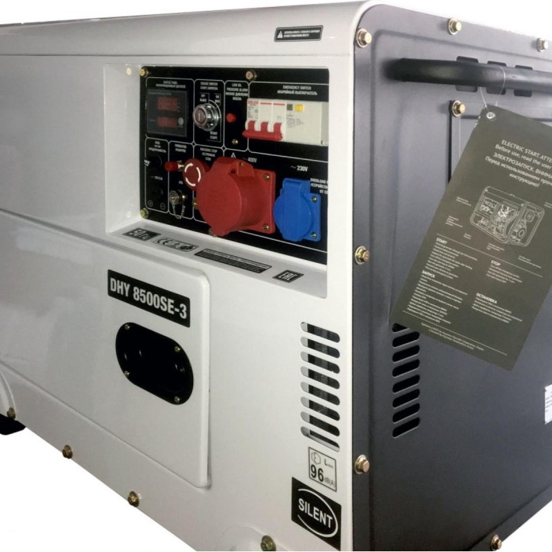 Генератор дизельный HYUNDAI 6.5кВт, AVR, 3-фазный, эл.стартер(DHY 8500SE-3)