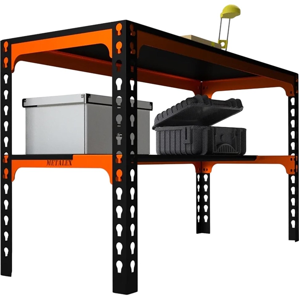 Стол производственный металлический Metalex 750х1200х500 оранжево-чёрный