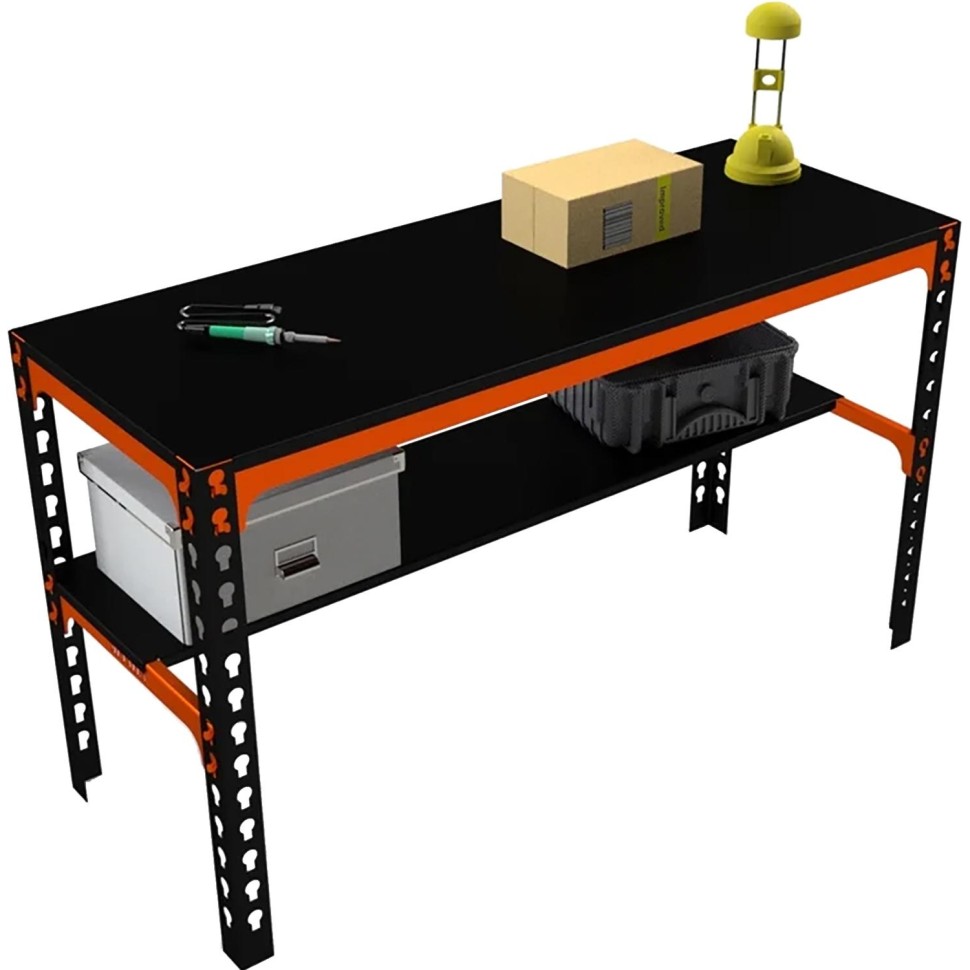 Стол производственный металлический Metalex 750х1200х500 оранжево-чёрный
