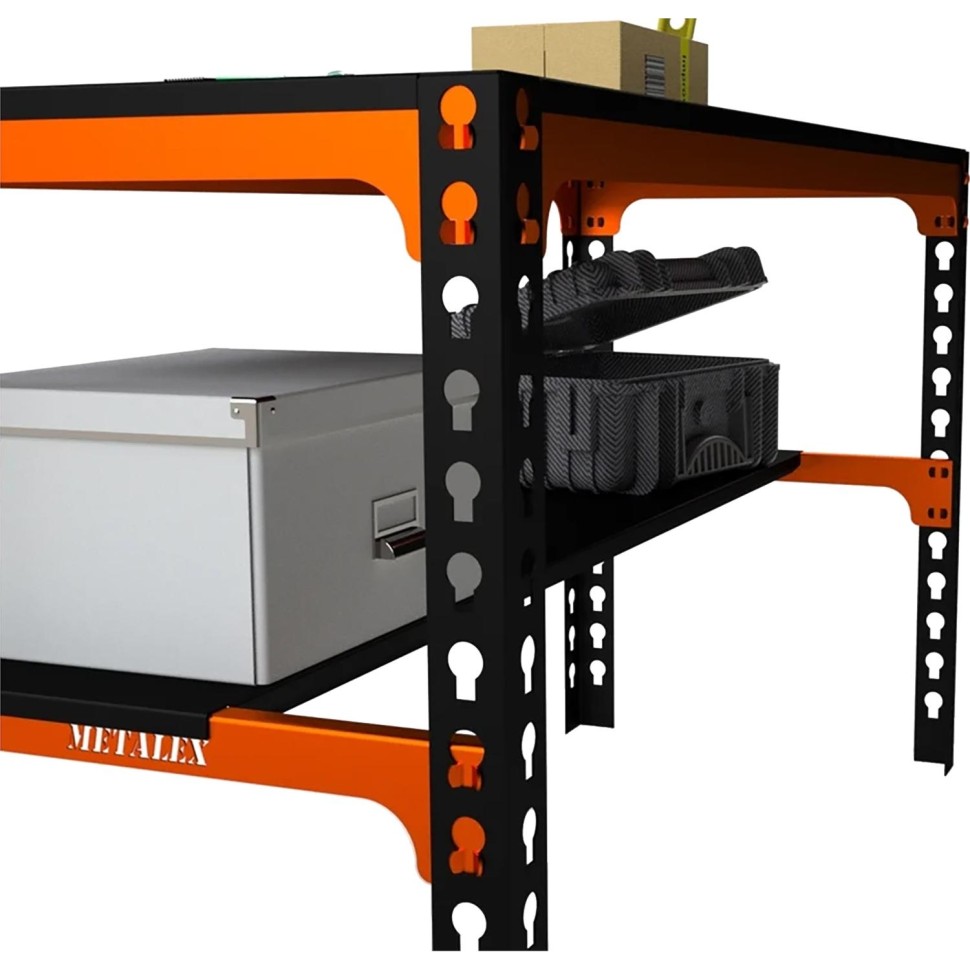 Стол производственный металлический Metalex 750х1200х500 оранжево-чёрный