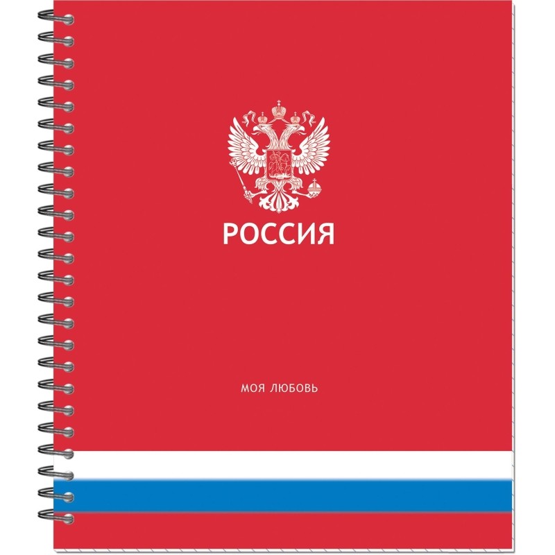 Тетрадь общая Россия А5 48л клетка спираль обл. картоН, ассорти 21с18-48