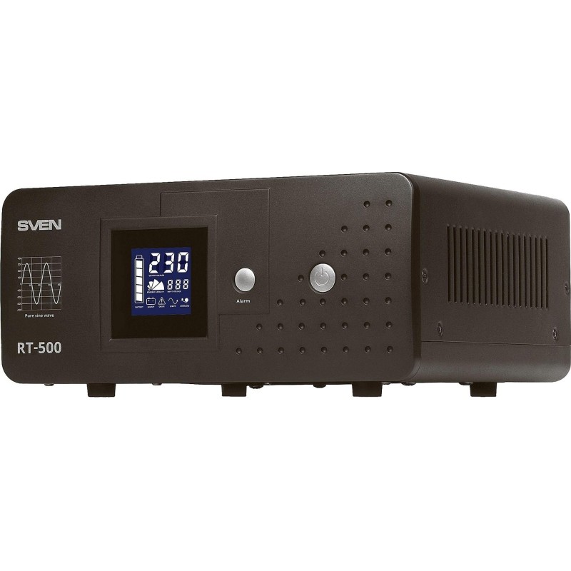 ИБП SVEN RT-500 Sin, 300Вт, 1xCEE7/4 розетка, клеммы для внешних АКБ, LCD