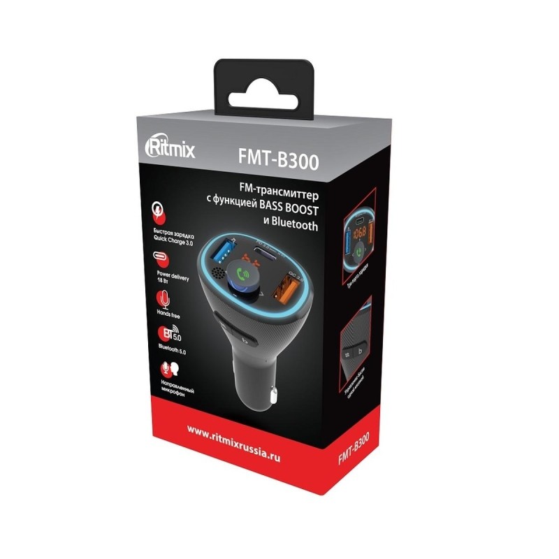 FM-трансмиттер с дисплеем Ritmix FMT-B300 (80000849)