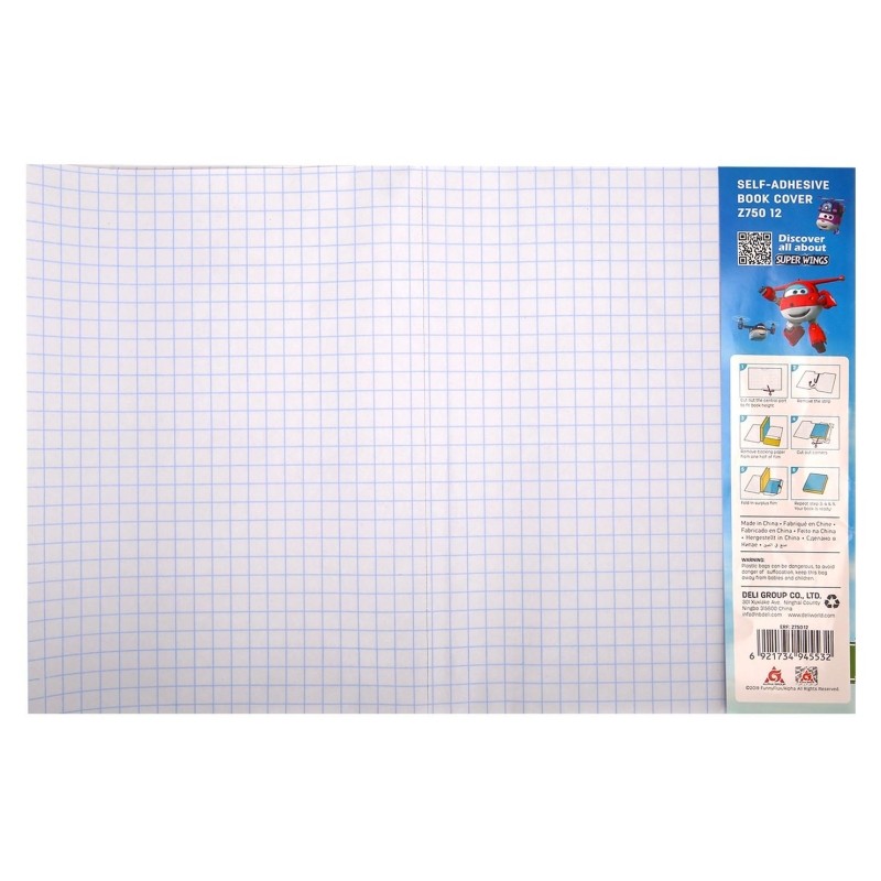 Набор обложек самоклеющихся д/книг Deli  Super Wings 45x30см 10шт,EZ75012
