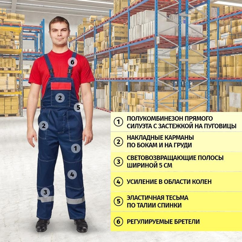 Костюм рабочий летний муж. Л20-КПК син/красн (р.68-70) 170-176 (Арсенал-СП)