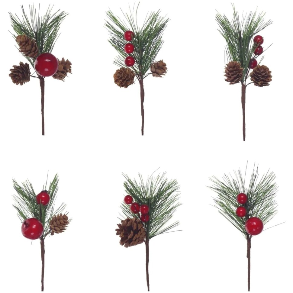 Ветка Изделие декоративное , L9 W10 H15 см, 6в. 263630