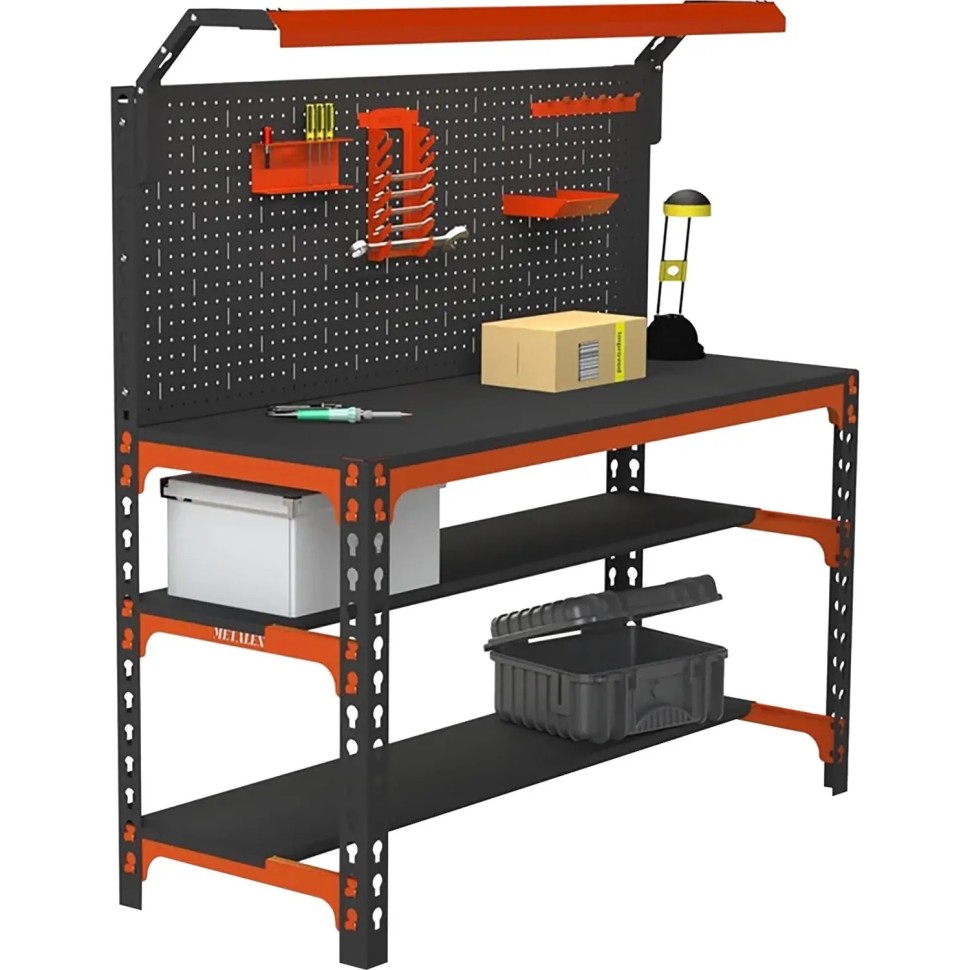 Стол производственный металлический Metalex SUN 750х1400х600 орнж/чёр