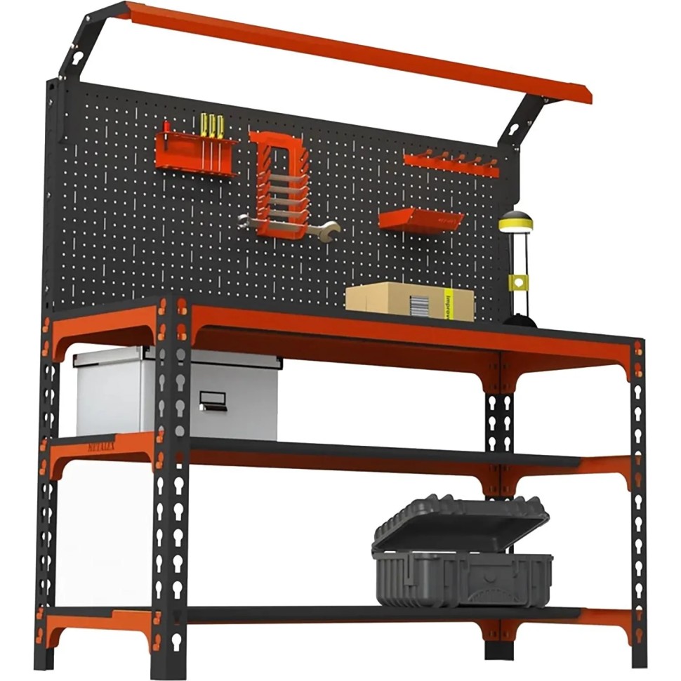 Стол производственный металлический Metalex SUN 750х1400х600 орнж/чёр