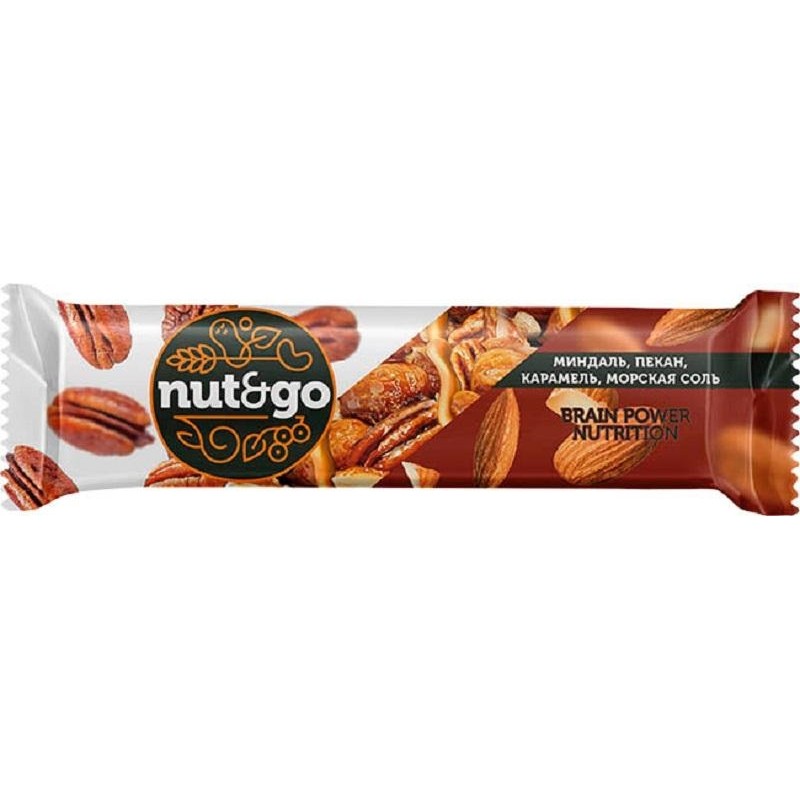 Батончик миндальный NUT N GO с пеканом КА,18 шт /уп КВК335