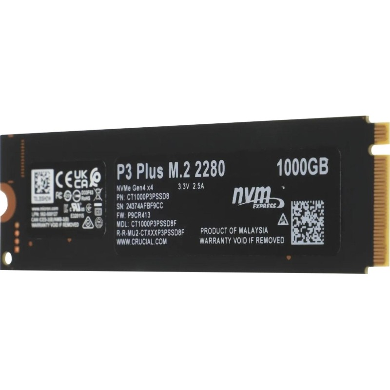 SSD накопитель Crucial P3 Plus 1Tb M.2 2280, PCI-E 4x4 (CT1000P3PSSD8)