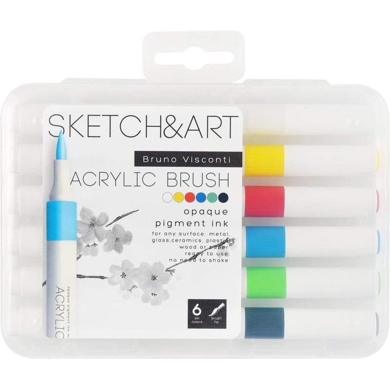 Набор маркеров кистей акриловых Sketch&amp;Art, 6 цв., 22-0153