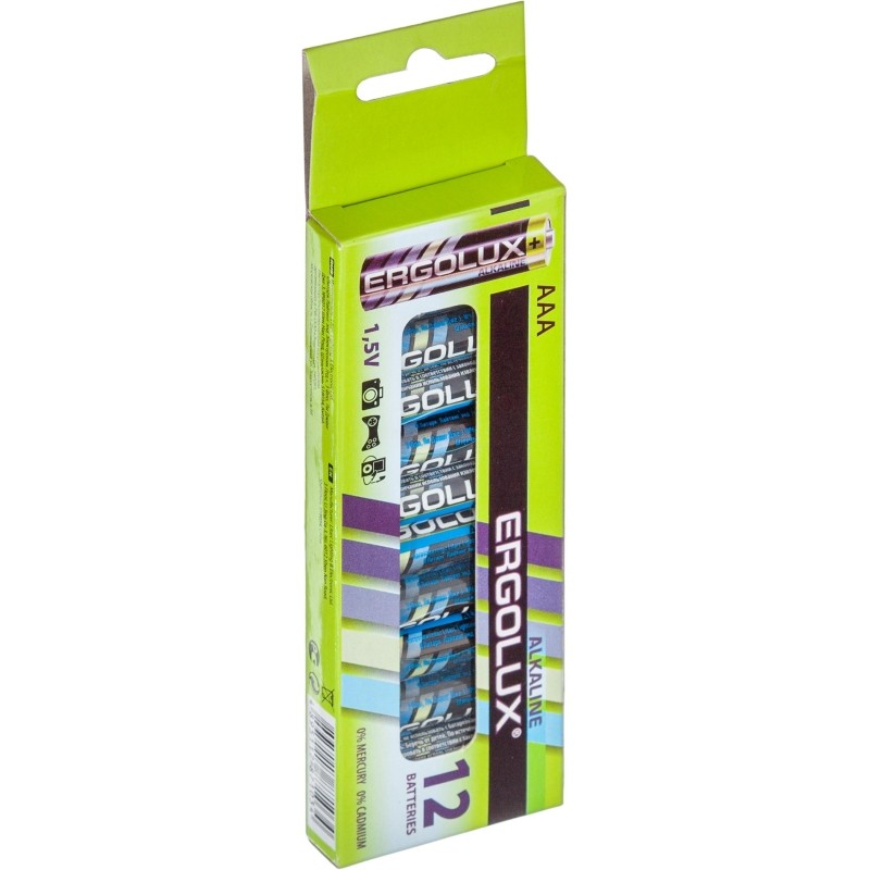 Батарейка Ergolux AAA/LR 03 Alkaline BP-12 (LR 03 BP-12, 1.5В)(12 шт в уп.)