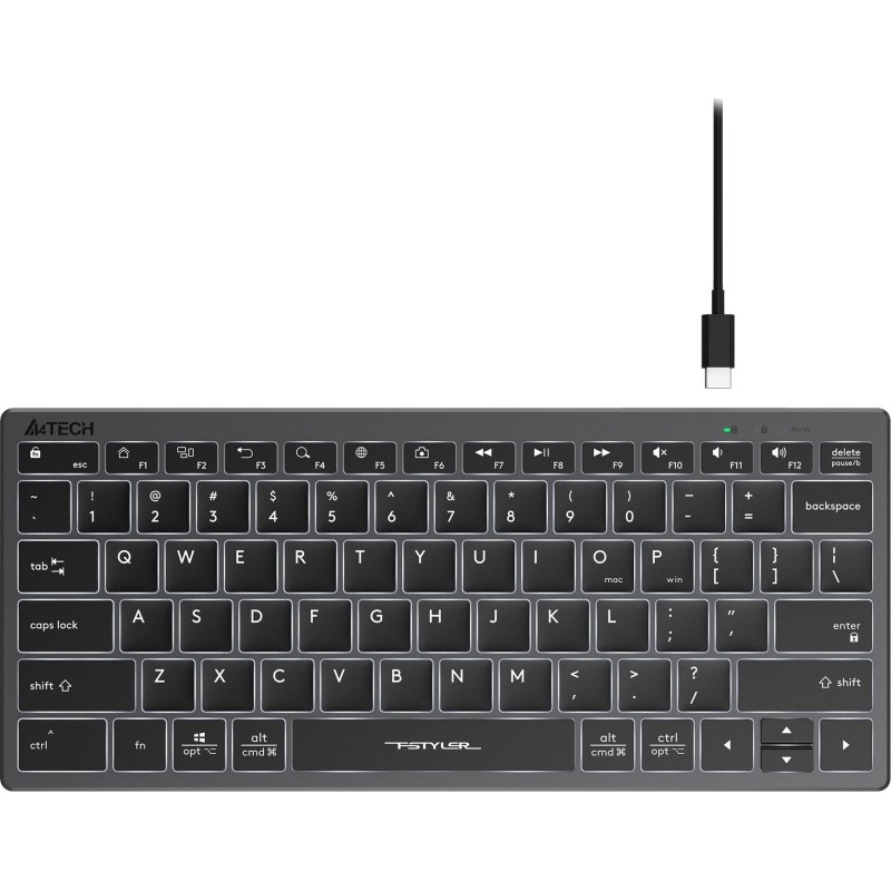 Клавиатура A4Tech Fstyler FX61 серый USB slim LED (FX61 GREY)