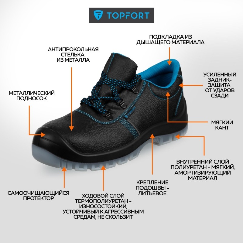 Полуботинки TOPFORT 2 МПП, ПУ/ТПУ р.37
