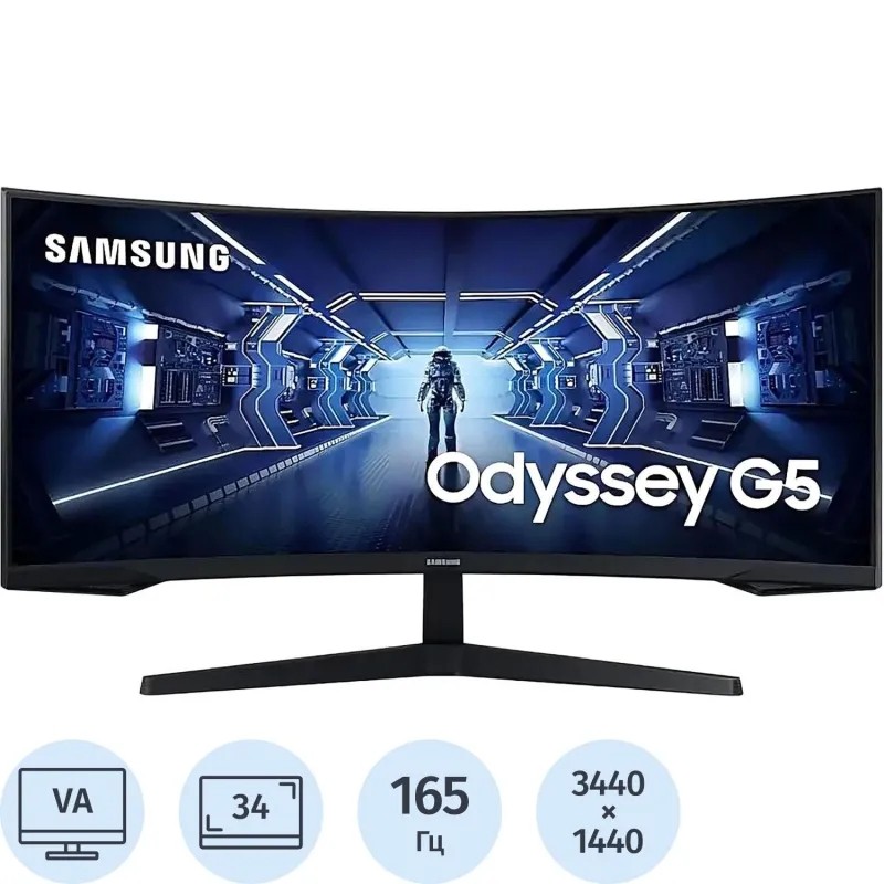 Монитор Samsung (LC34G55TWWIXCI)34/UWQHD/VA/165Hz/250cd/1ms/DP/HDMI