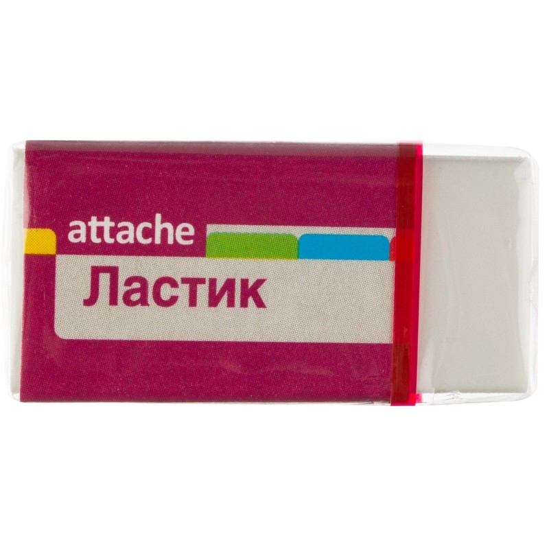 Ластик Attaсhe  40х19х10мм синт.каучук, картонный держатель белый Россия