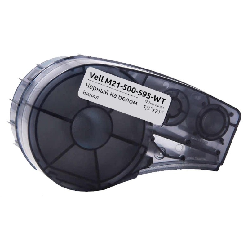 Картридж Vell M21-500-595-WT (12.7 мм / 6.4 м, винил, чер. на бел,VL142807)