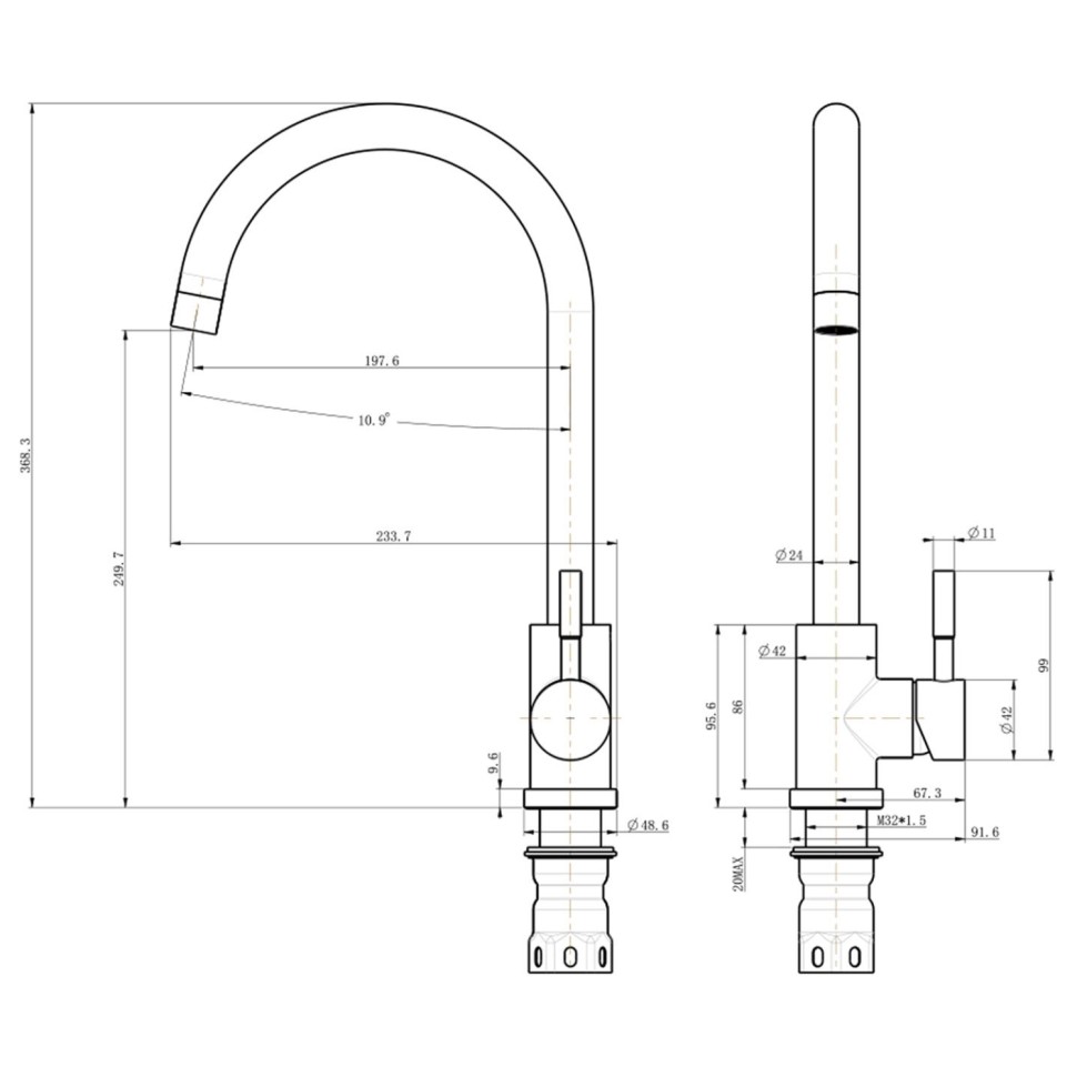 Смеситель для кухни СС_нержавеющая сталь OLIVE&#039;S Balear, 13435-1BLB