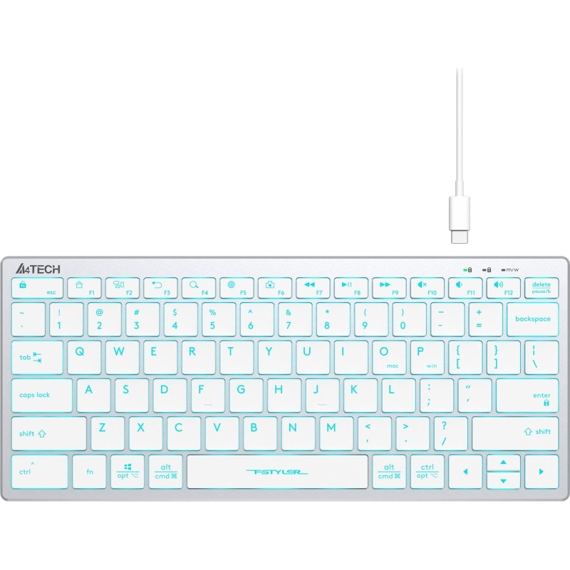 Клавиатура A4Tech Fstyler FX61 белый USB slim LED (FX61 WHITE)