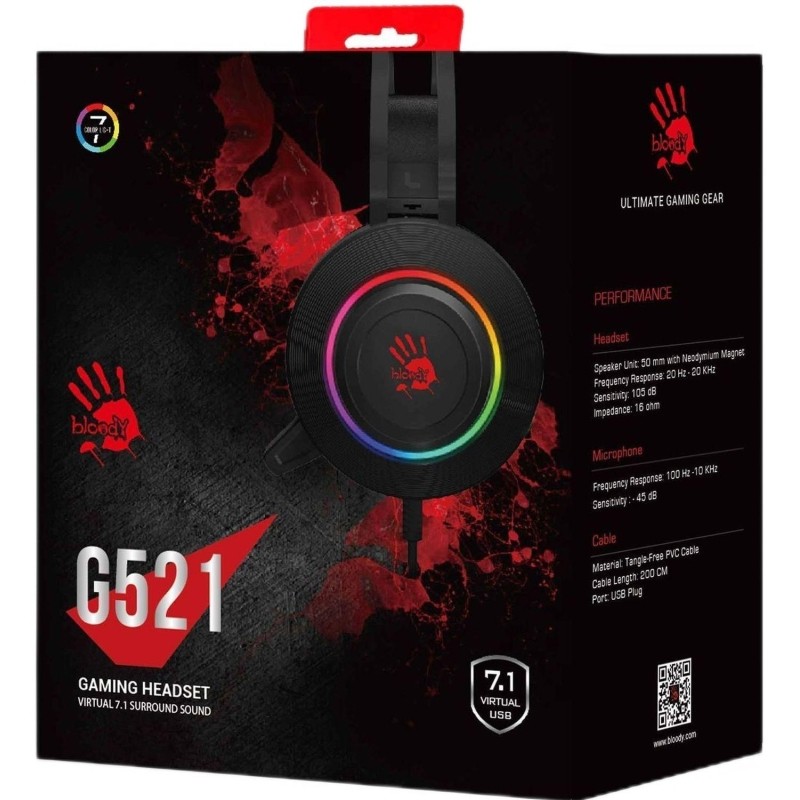 Гарнитура A4Tech Bloody G521 черный 2.3м/USB (G521 (BLACK))