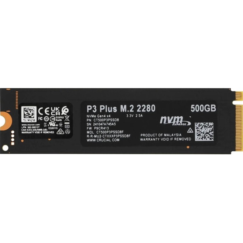SSD накопитель Crucial P3 Plus 500Gb M.2 2280, PCI-E 4x4 (CT500P3PSSD8)