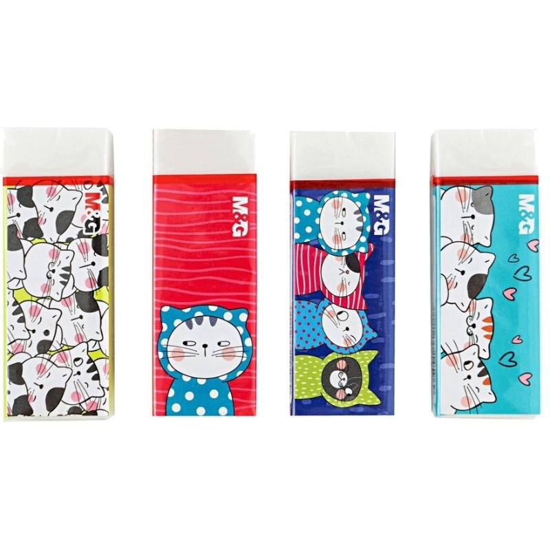 Ластик прямоугольный M&amp;G So Many Cats, 52x23x12 мм, ПВХ, белый, уп ассорти