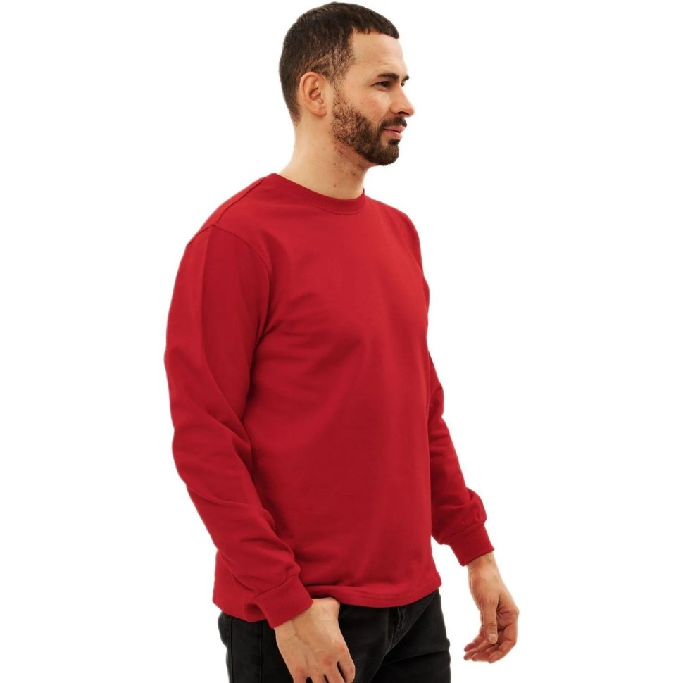Толстовка 100% хб (240г) без капюшона, цв.красный, размер XXXL