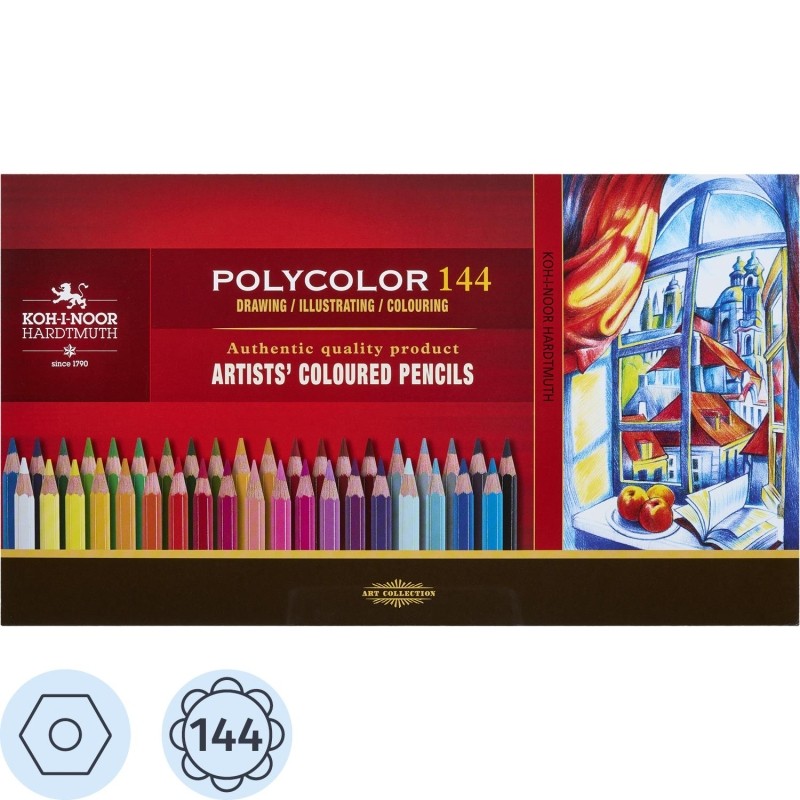 Карандаши цветные худож POLYCOLOR 3828 144цв/наб мет.кор. 3828144001PL