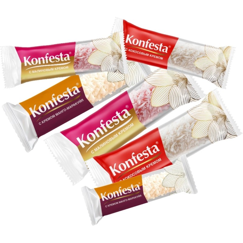 Конфеты Konfesta ассорти глазиров (кокос, малина, манго-маракуйя), 1100г/уп