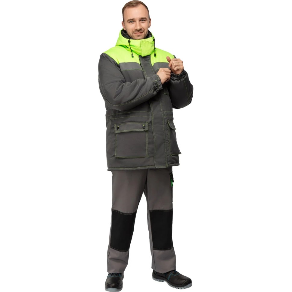 Куртка зимняя мужская з08-КУ, цв. сер/лайм с СОП (р.60-62) 194-200 Куртка зимняя мужская з08-КУ, цв. сер/лайм с СОП (р.60-62) 194-200