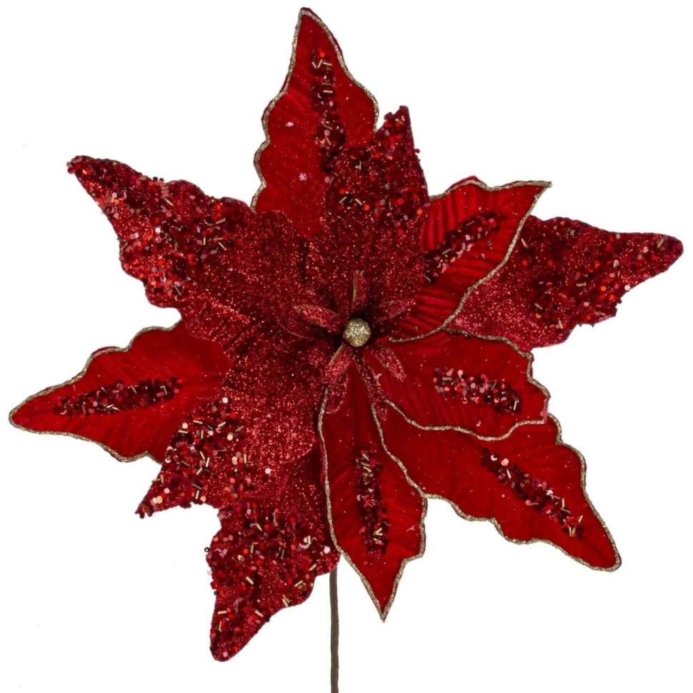 Украшение Цветок искусственный Пуансеттия, L35 W35 H45 см 792207