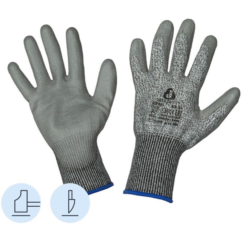 Перчатки защитные от порезов JetaSafety JCP051 трикотаж.с п/у покр.5кл р.XL