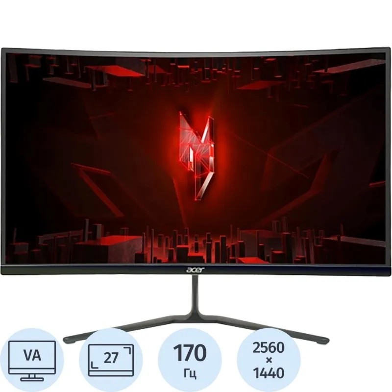 Монитор Acer Nitro (UM.HE0CD.201)27/WQHD/VA/180Hz/250cd/1ms/HDMI/DP