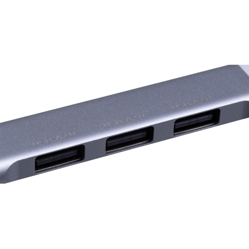 Разветвитель USB  HS001 USB3.0x1/USB 2.0x3/серебристый