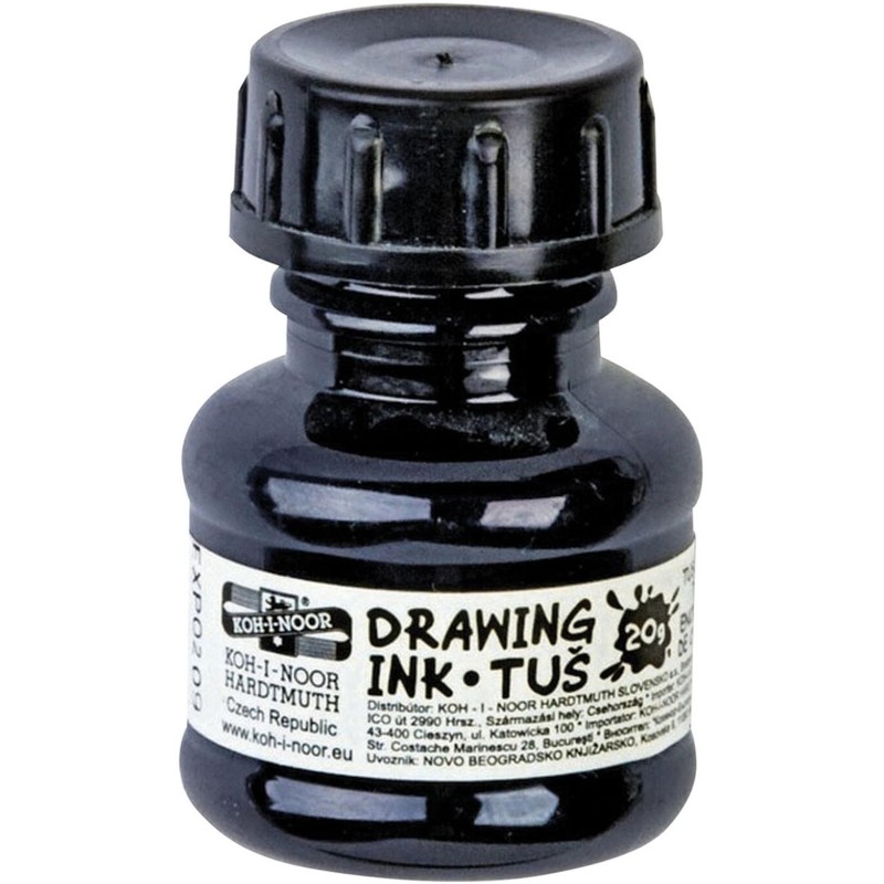 Тушь акриловая KOH-I-NOOR плакатная 20гр, черная, флакон 0141701002LP