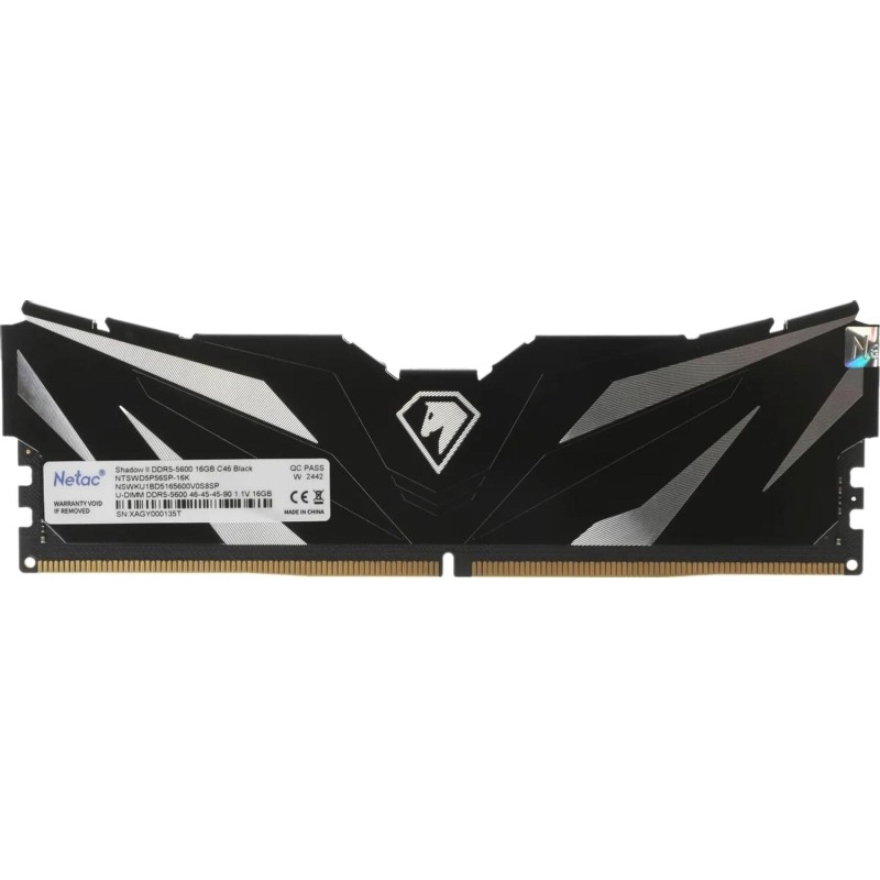 Модуль памяти Netac Shadow DDR5 DIMM 16GB 5600Мгц (NTSWD5P56SP-16K)
