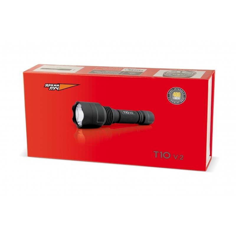 Фонарь ручной ЯРКИЙ ЛУЧ T10 v.2 CREE XP-G2 400лм 3реж акк
