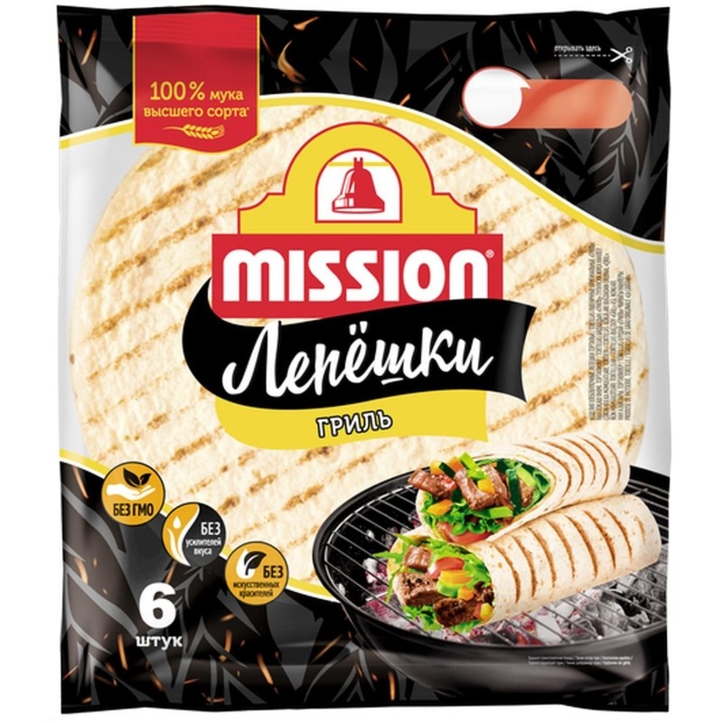 Лепешка MISSION Гриль, 6шт, 250г