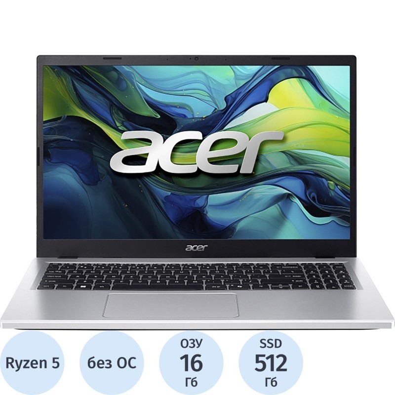 Ноутбук Acer Aspire Lite 15.6" Silver Intel Ryzen 5 8640HS/16 ГБ/SSD 512 ГБ (NX.D52CD.003)
