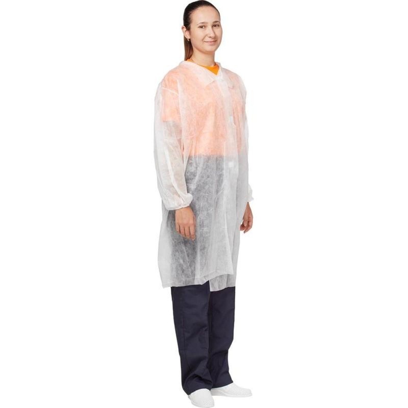 Халат на липучках (30гр) белый  р.XL ,арт. LC3025L3W140110,10шт/уп
