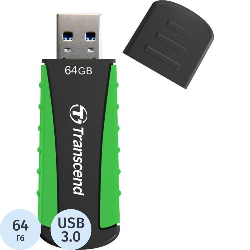 Флеш-память Transcend JetFlash 810, 64Gb, USB 3.1 G1, ч/зел, TS64GJF810
