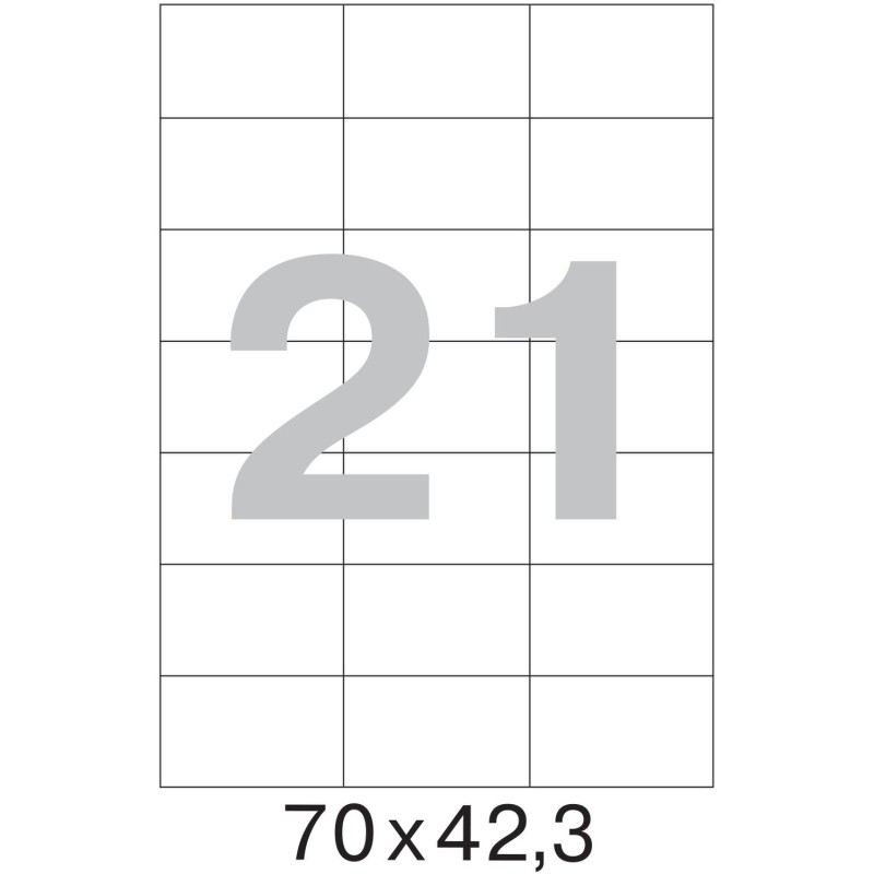 Этикетки самоклеящиеся 70х42,3мм 21шт/л А4 п/глян (100л/уп)