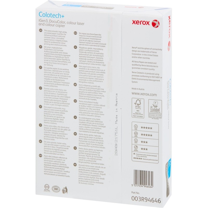 Бумага для цв.лазер.печ. Xerox Colotech + ( A4, 100 г/кв.м, 500)