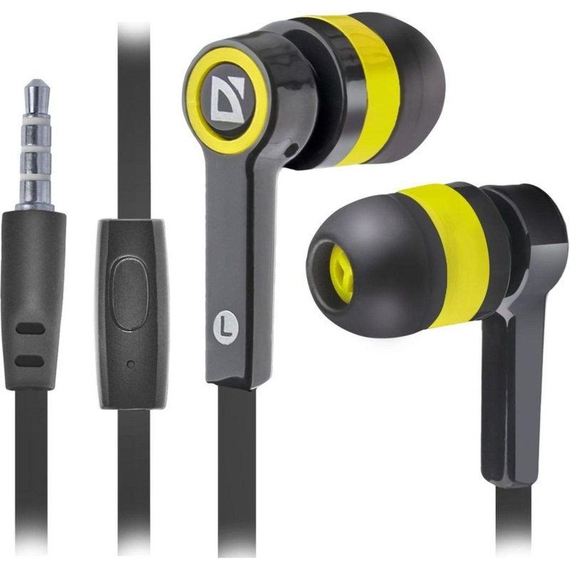 Наушники Defender Pulse 420 черный + желтый, гарнитура (63421)