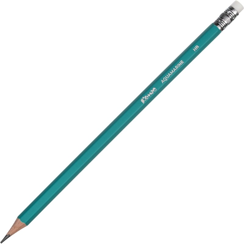 Карандаш чернографитный Комус Aquamarine дерево, шестигр, с ласт., зел.корп