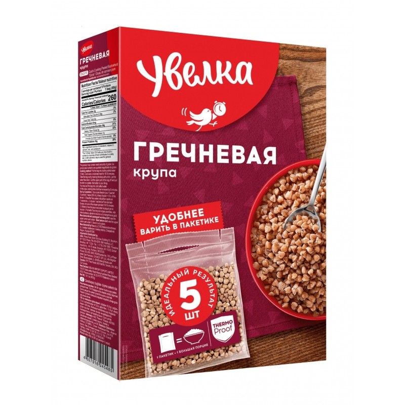 Гречка крупа Увелка ядрица быст. экстра, 5пак х 80г