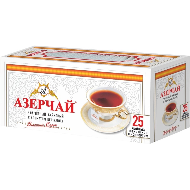Чай Азерчай чай черный с бергамотом в пакетиках сашетах, 25 шт 139221